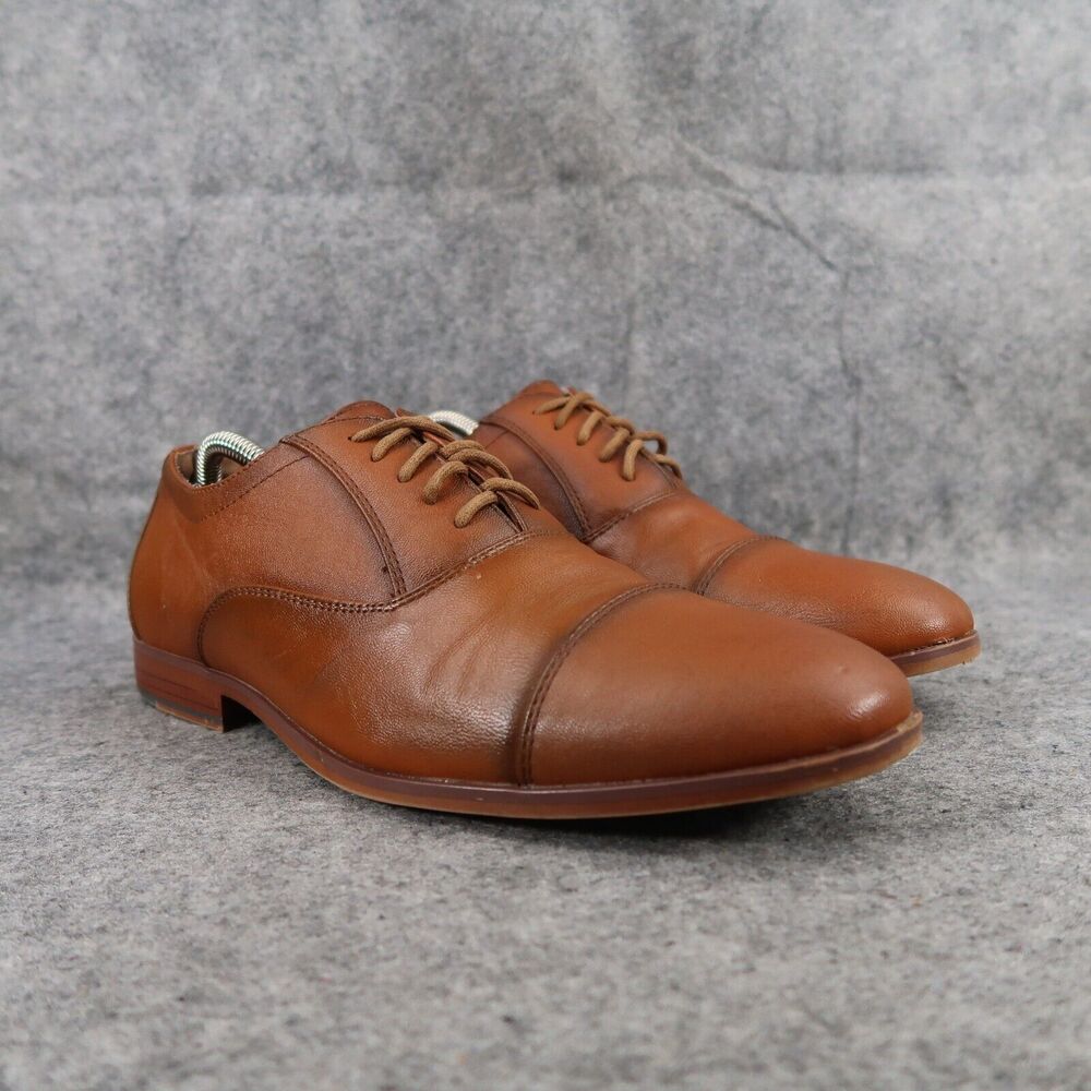 Report Shoes Mens 9 Oxfords Cap Toe Dress Formal Dominic Fashion Classic Brown